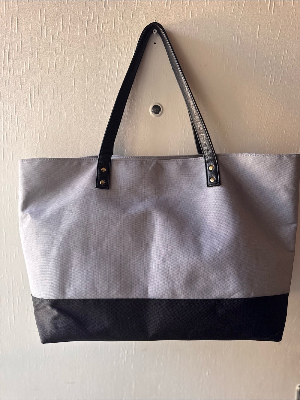 Two-Tone Gray and Black Canvas Tote